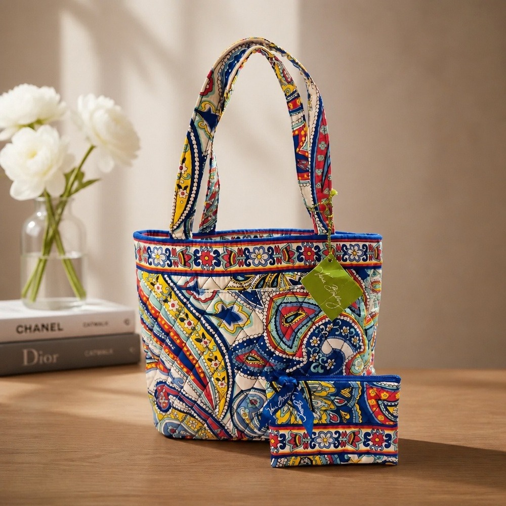 Vera Bradley Marina Paisley Petite Tote Bag and Coin Purse Set 12693-141 NWT